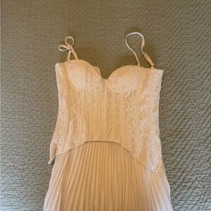 Fashion Nova Strapless Cream Lace Dress